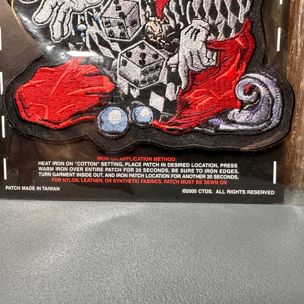 NEW Lethal Threat Designs Skull Jester Clown Embroidered Patch Biker Gothic Red - Picture 5 of 7